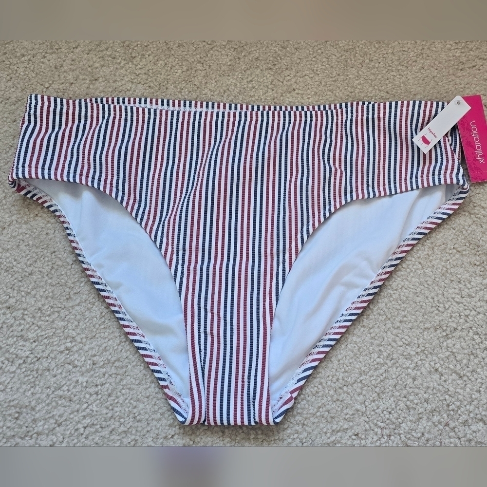 🌈 NWT Xhilaration Plus Bikini Bottoms Red White Blue Size 16W/18W
